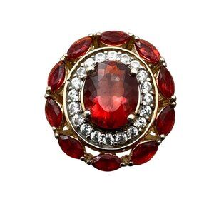 D Joy Garnet White Topaz Gold Over Sterling Silver Ring Size 7